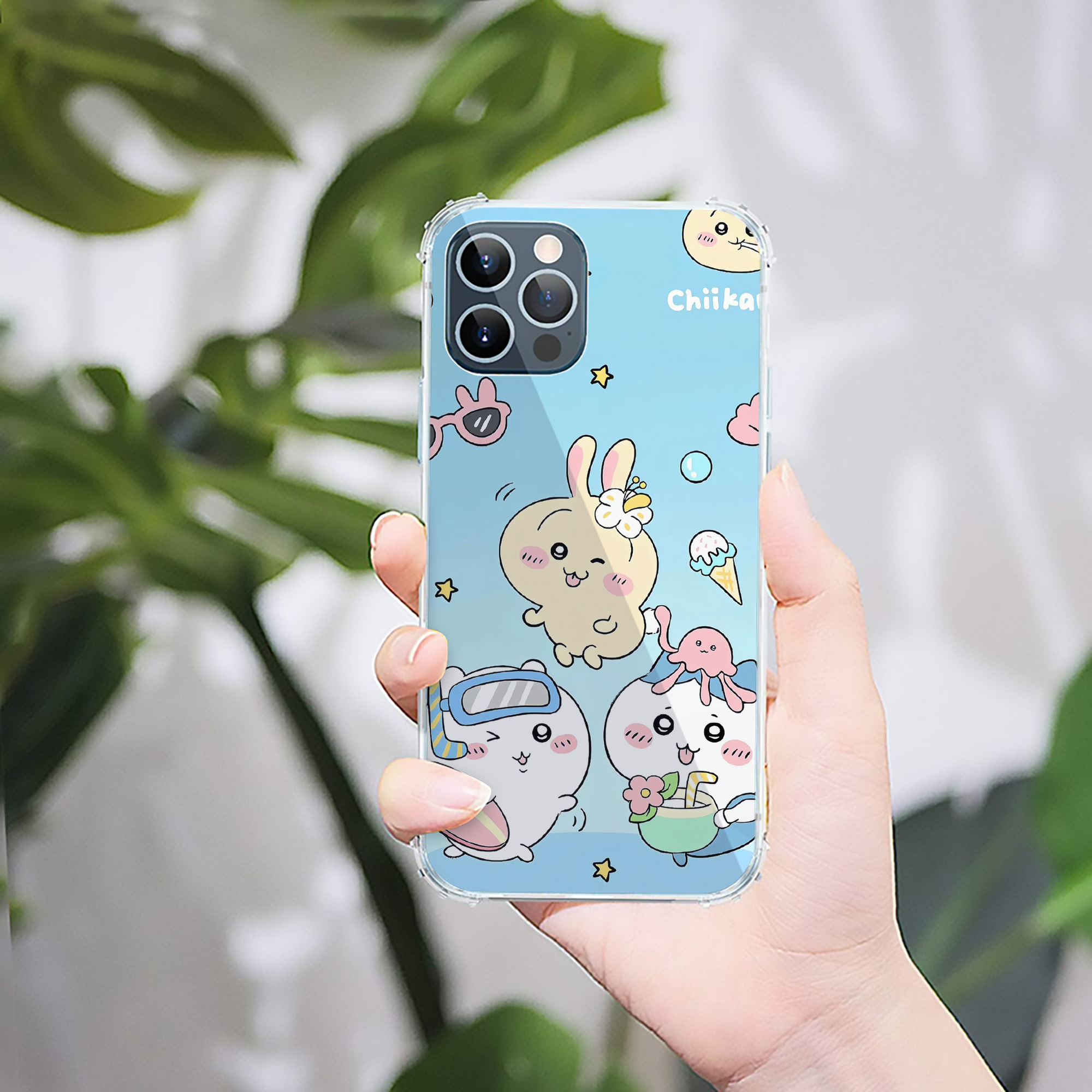 （画像用） ちいかわ Chii-kawa 【iPhone 12シリーズ対応】透明スマホケース（クリアソフトケース）